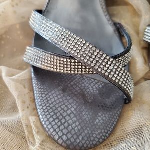 Silver/Crystal Studded Wedge